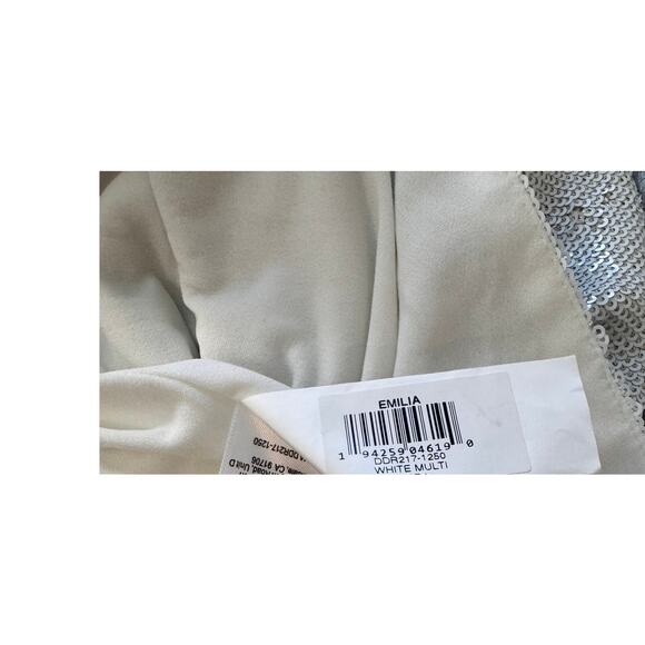 NWT DRESS THE POPULATION Silver Emilia Sequin Long Sleeve Cocktail Dress Size XL - Picture 10 of 12